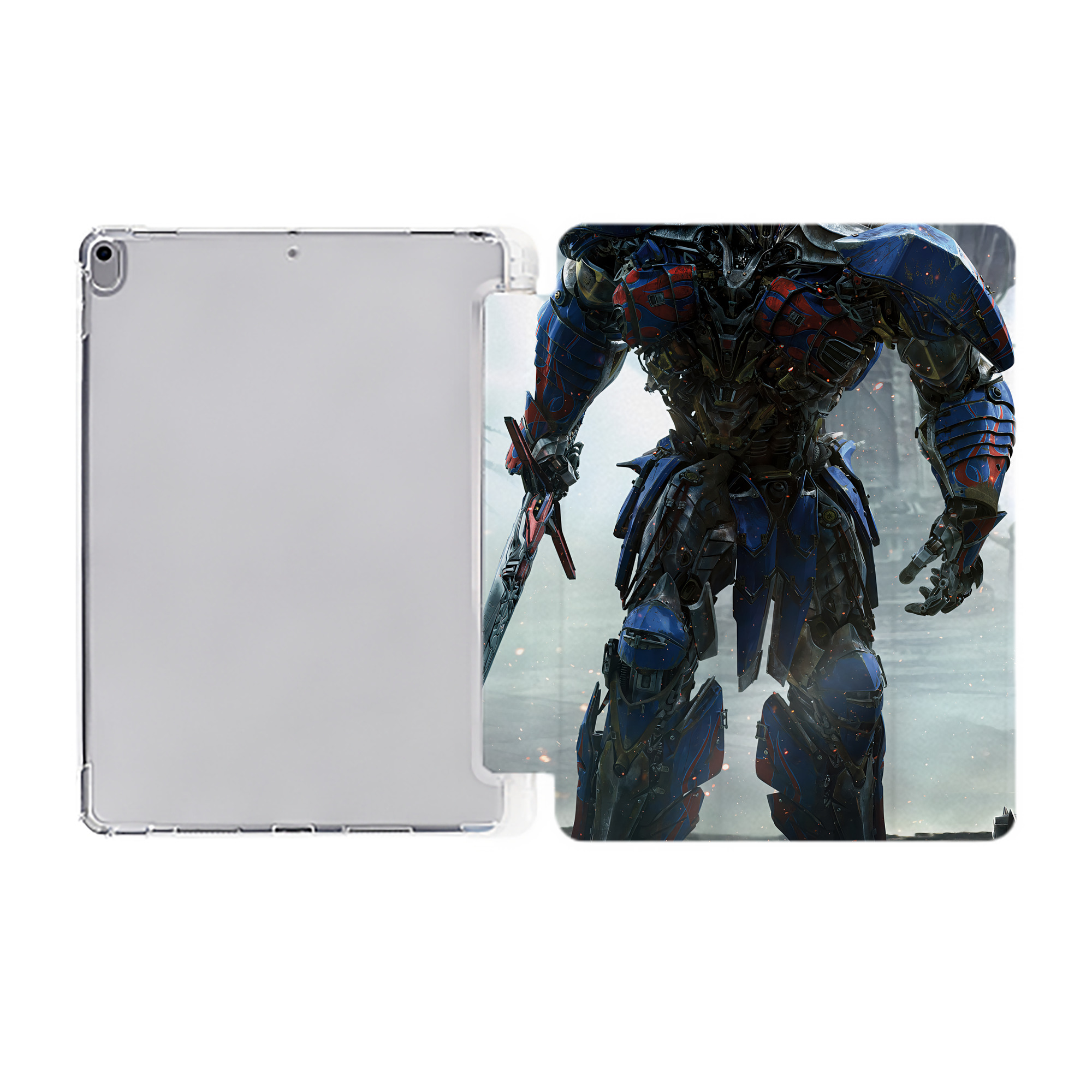 （画像用） Transformers トランスフォーマー IPad ケース ペン収納付き 三つ折りスタンド PUレザー×シリコン 対応機種9.5/10.5/10.9インチ